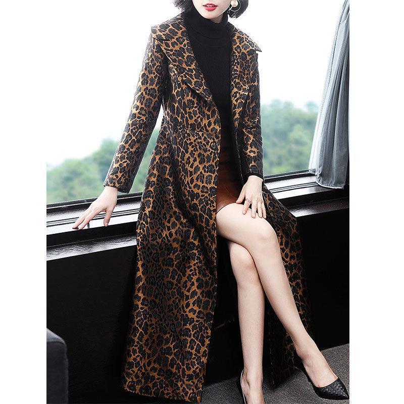 Women's Slim Fit Mid-Length Leopard Print Jacket