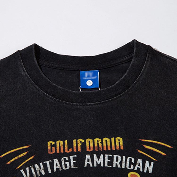 Hand-painted Motorbike Printed Short Sleeve Men