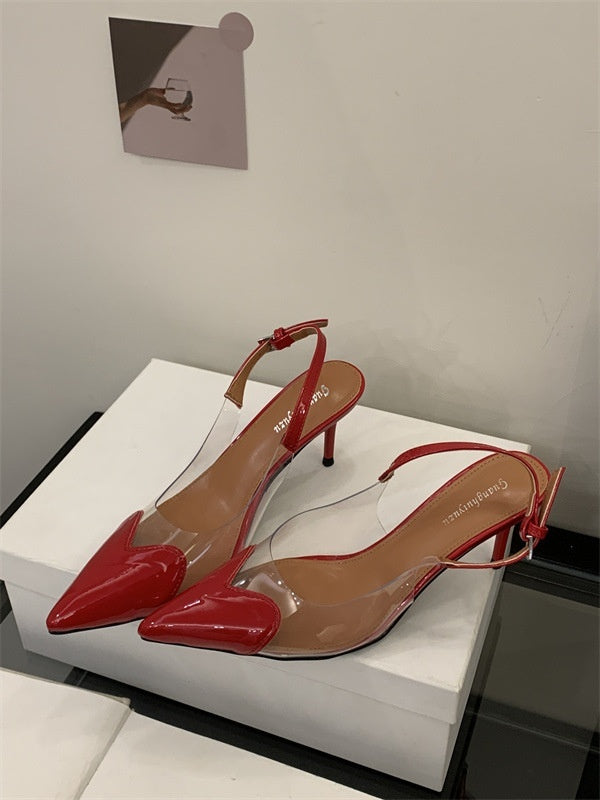 Women's Pointed Toe Transparent High Heels Buckle