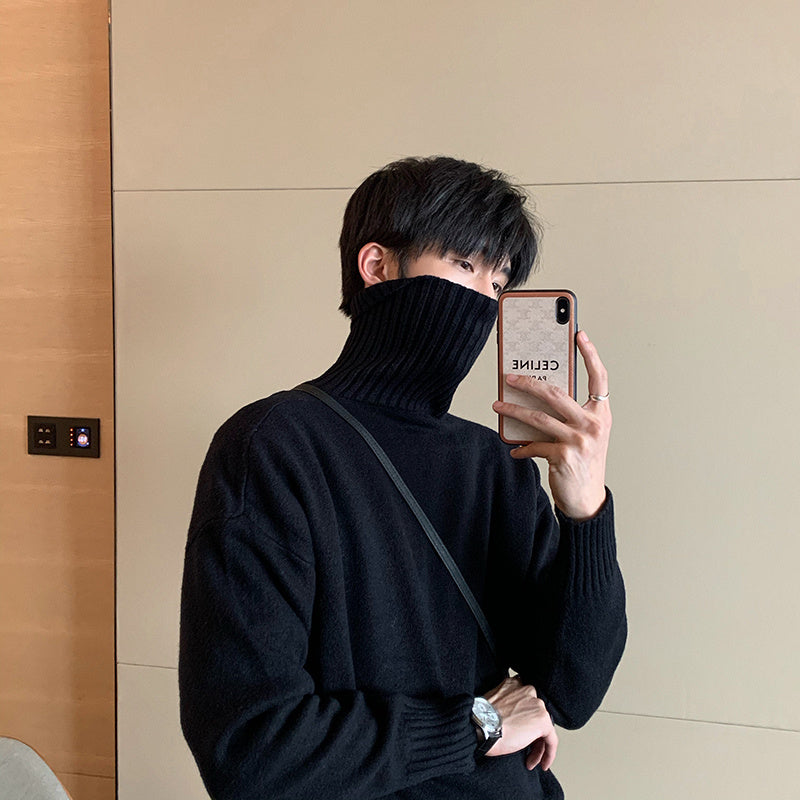 Winter Loose Turtleneck Sweater for Men with High Collar