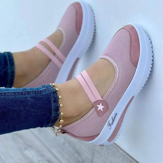 Flying Woven Solid Color Daily Low Top Wedge Round Toe Women's Shoes