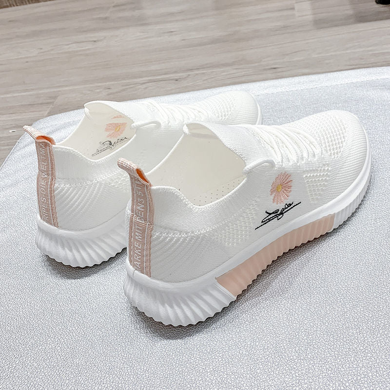 Chaussures basses blanches en mesh respirant Flyknit pour l'été