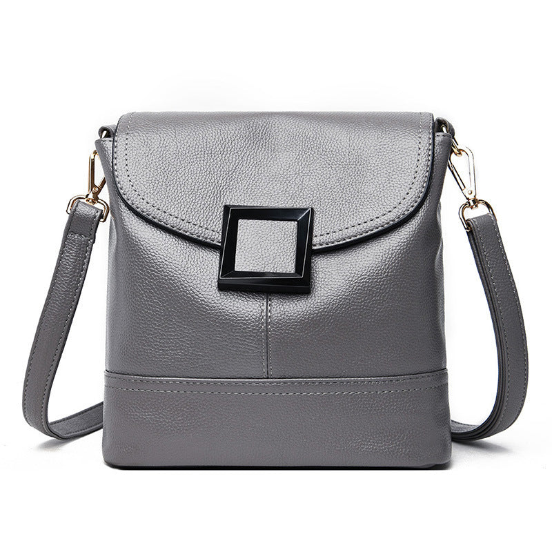 Sac à bandoulière en PU souple, petit carré, motif litchi, avec double sangle