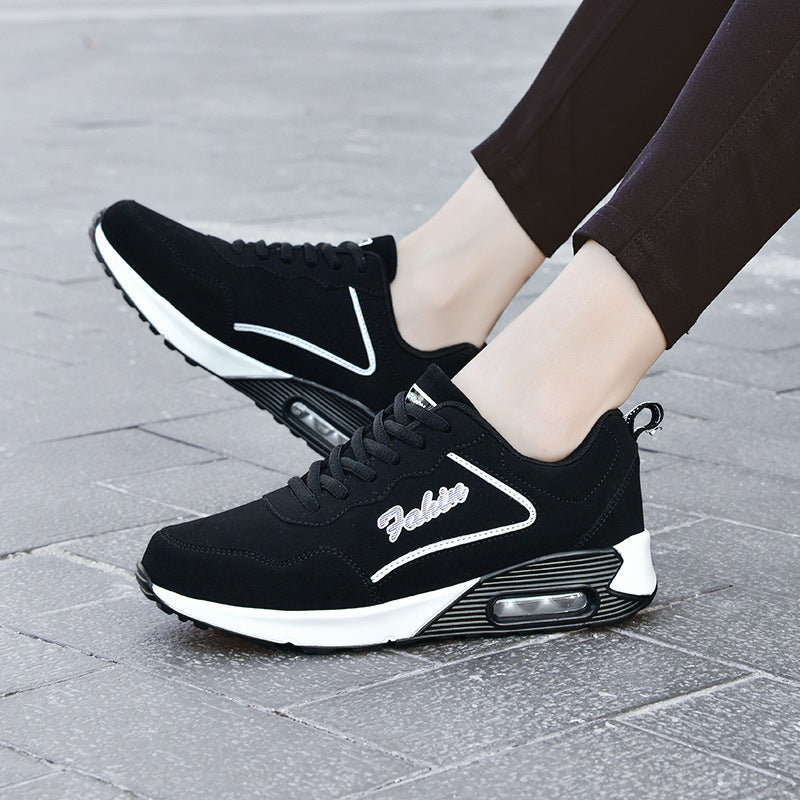Plus Size Spring Leather Air Cushion Sports Shoes