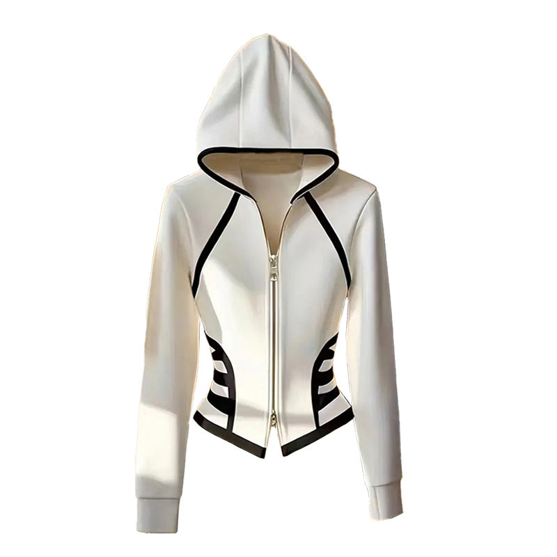 Slim Fit White Slimming Top Long Sleeve Polyester