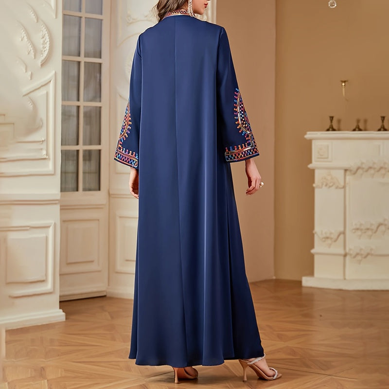 Elegant Arabian Gulf Women's Long Sleeve Floor-Length Dress - For Casual & Party Wear
