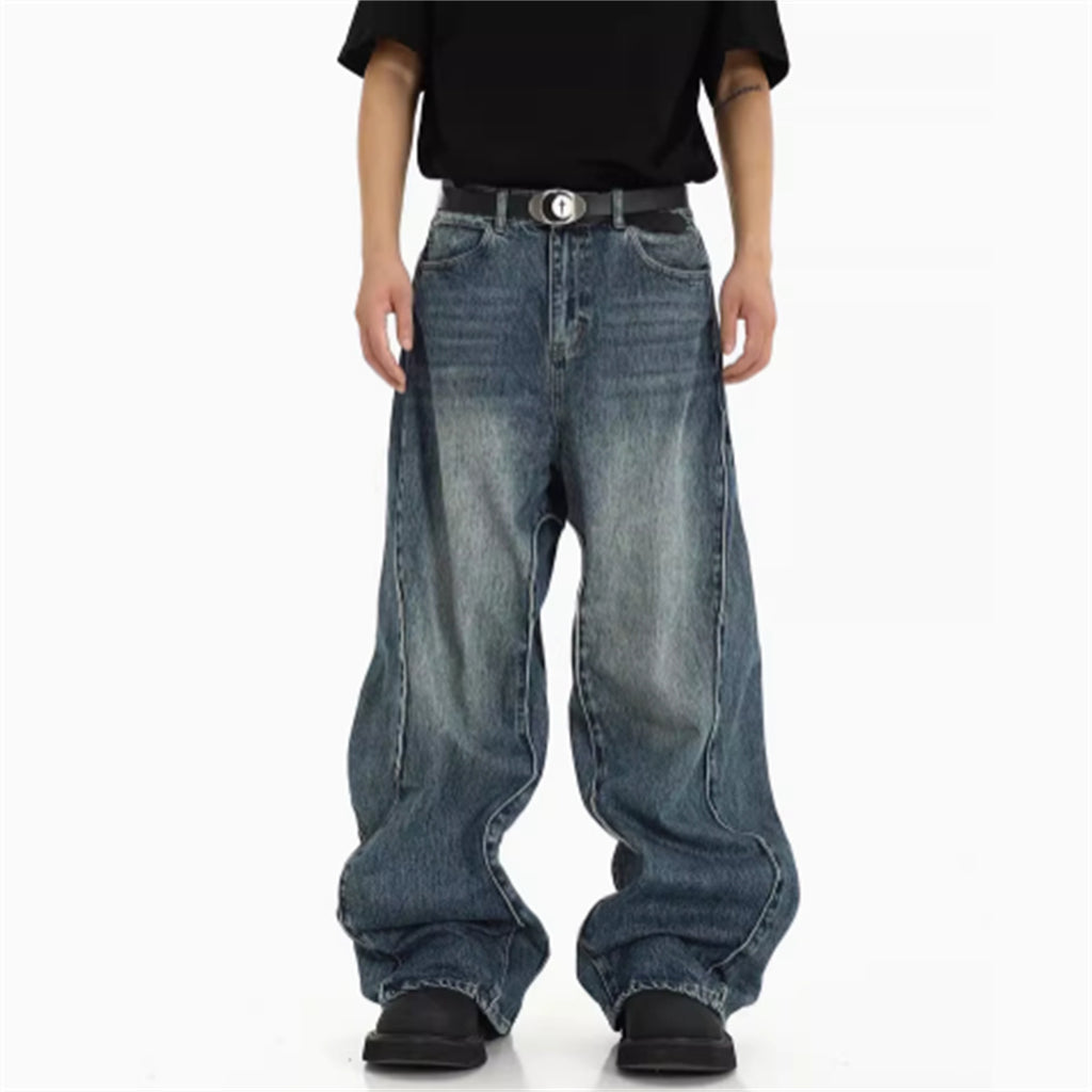 American High Street Heavyweight Medium-High Waist Irregular Denim Jeans