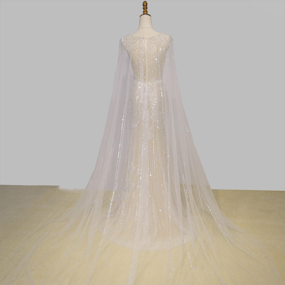 Robe de Soirée en Maille Champagne Personnalisée pour Femme avec Perles Clous