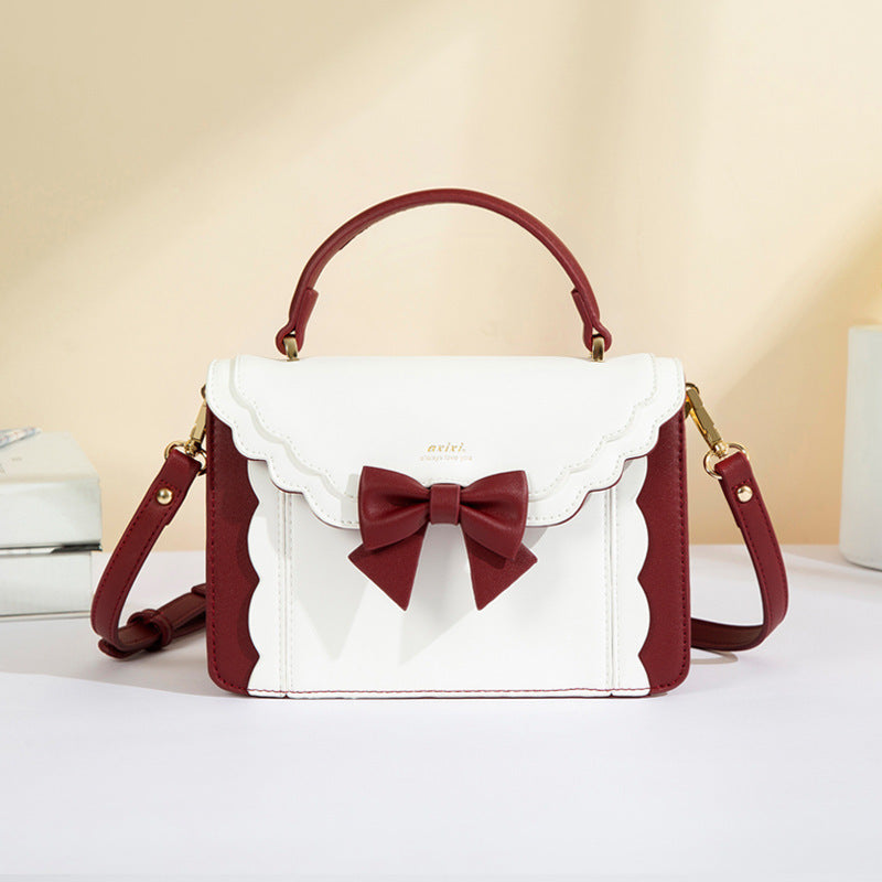 Sac à bandoulière carré en PU style nœud pour femme 21x15x9.5cm