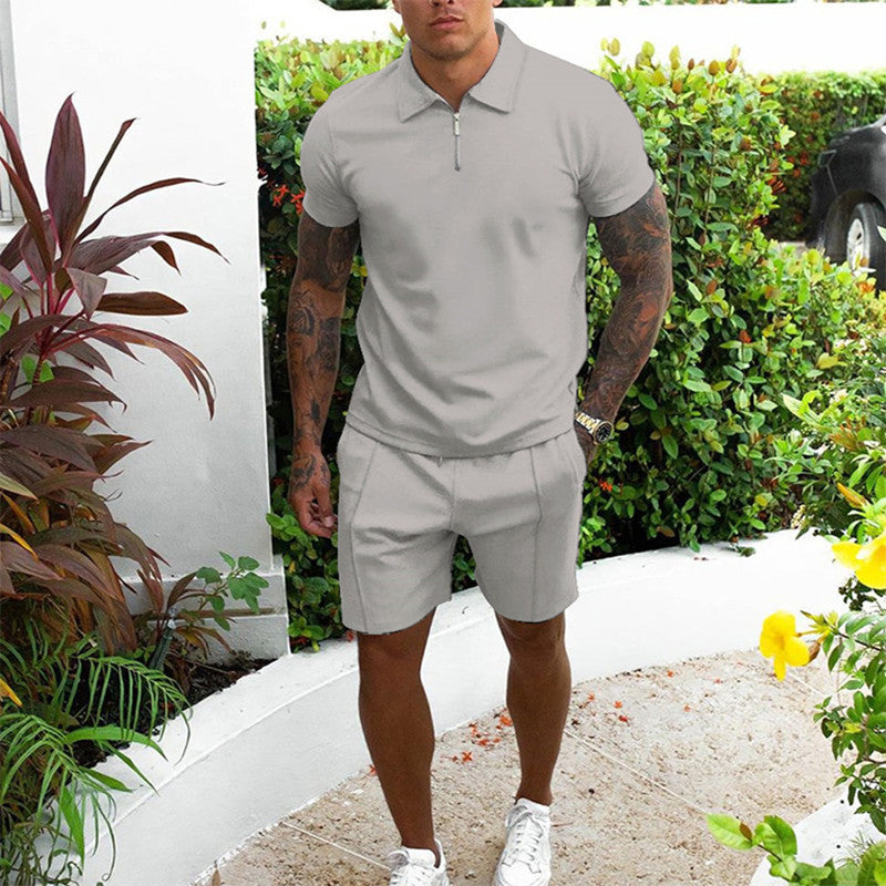 Men's Casual Two-Piece Short Sleeve Shirt & Shorts Set