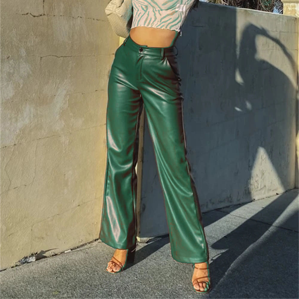 Leggings en cuir PU haute élasticité pour femmes