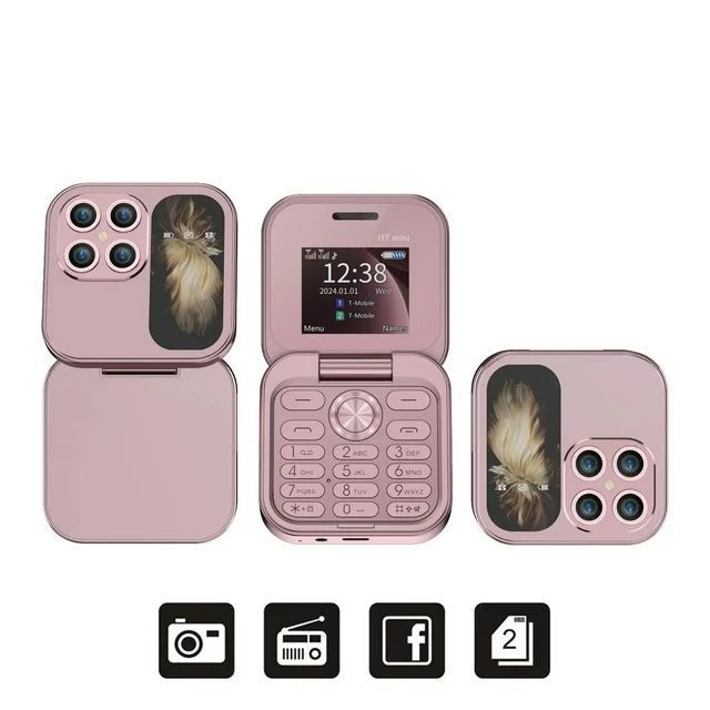 Téléphone portable 2G à écran pliable double SIM double veille, petit téléphone à clapet