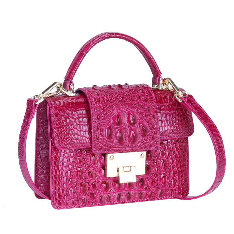 Personalized Leather Small Square Bag with Crocodile Pattern 21x16x7cm