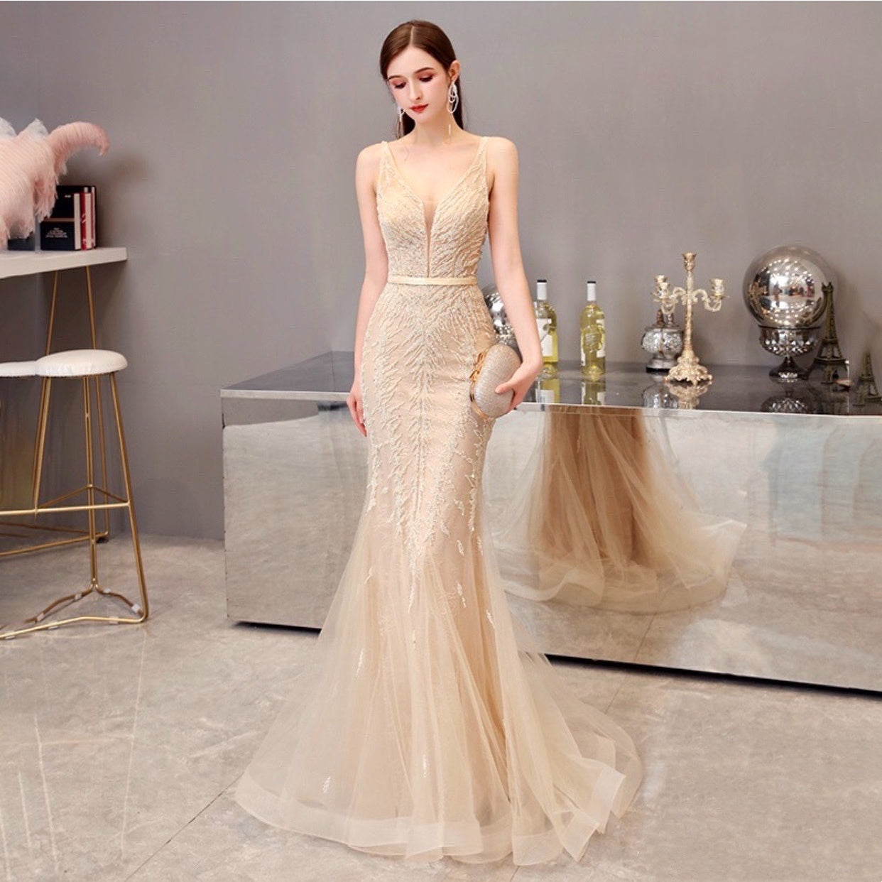 Robe de soirée sirène pour femme, disponible en plusieurs couleurs et tailles