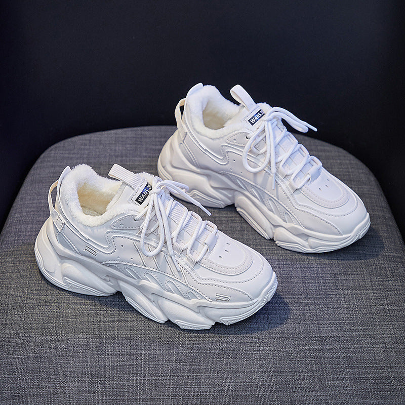 Chaussures de sport compensées décontractées pour femmes à talon plat en PU et maille