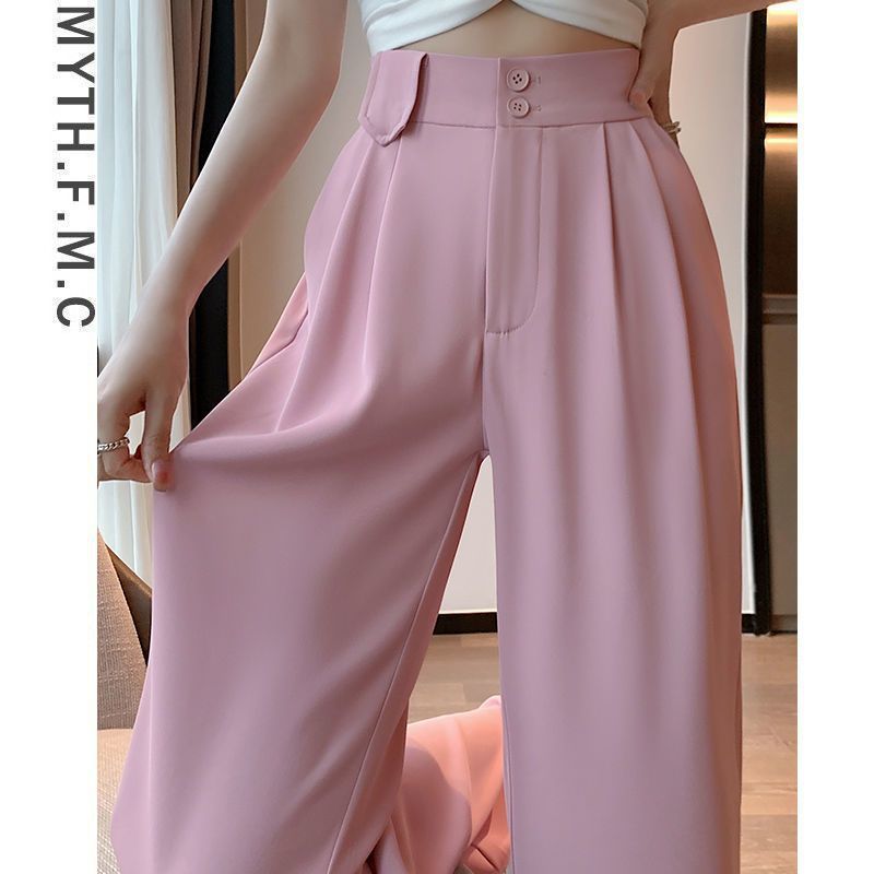 High Waist Narrow Ice Silk Wide-Leg Pants