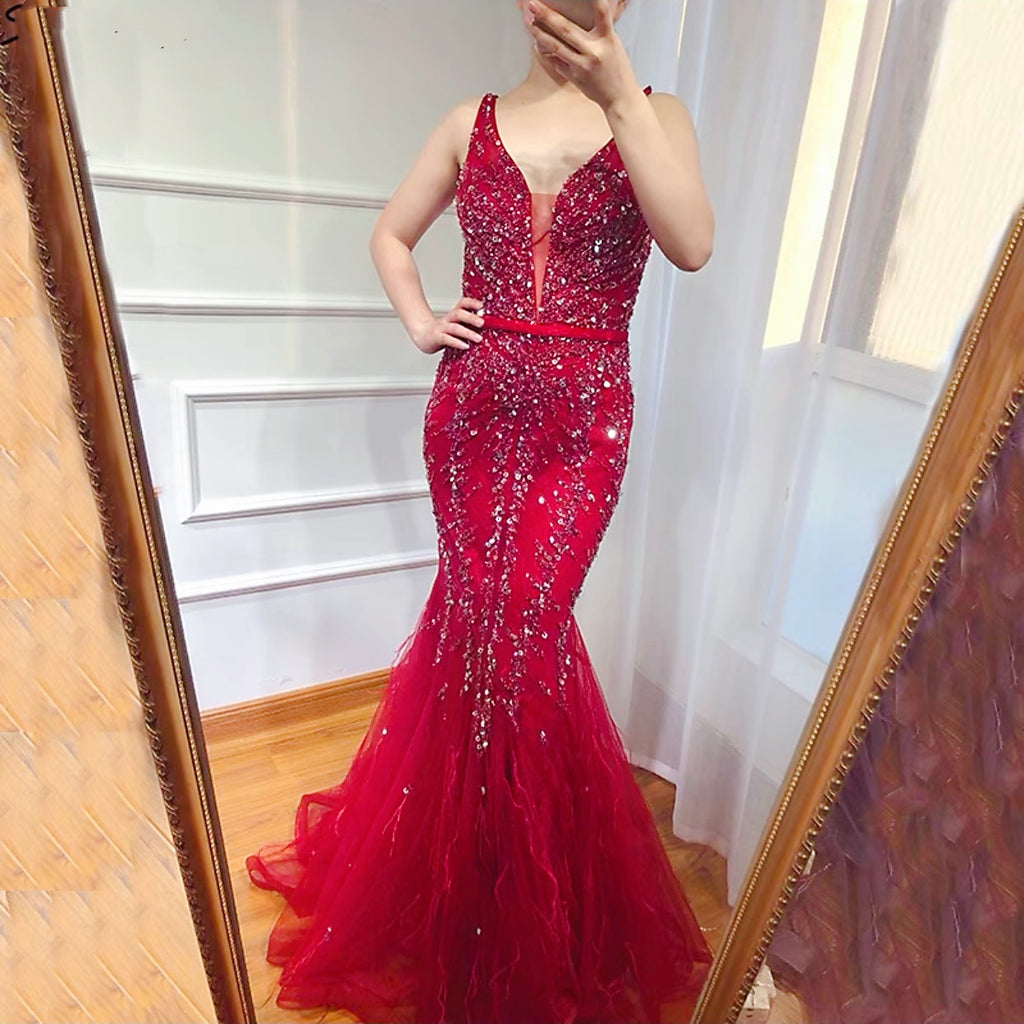 Robe de soirée sirène pour femme, disponible en plusieurs couleurs et tailles