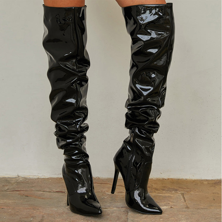 Bottes de soirée cuissardes à talons aiguilles pour femmes