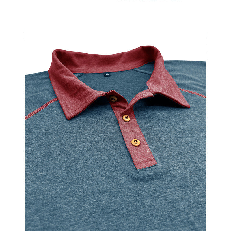 Men's Short-Sleeve Lapel Polo T-Shirt Polyester Fiber