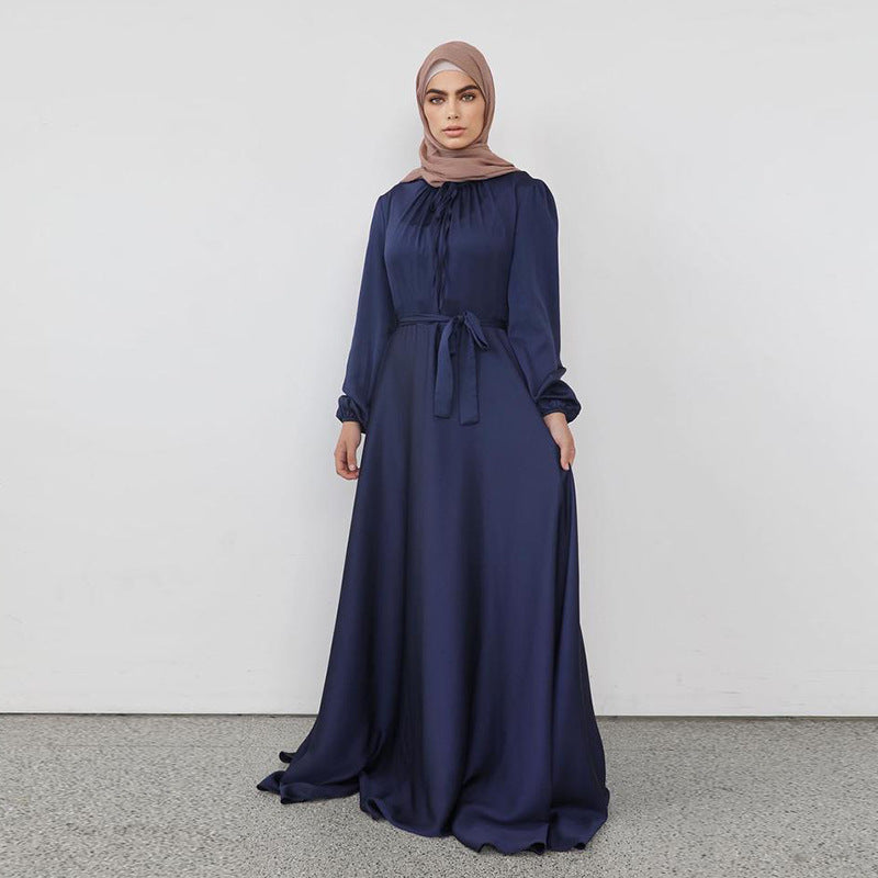 Saudi Middle East Muslim Cross-Border Long High-Waist Dress