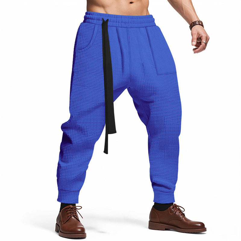 Men's Casual Pants Solid Waffle Male Hip Hop Streetwear Track Pants