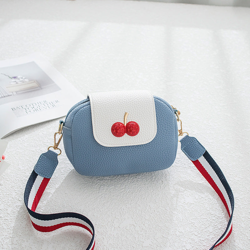 Sweet Cherry Small Square PU Leather Messenger Bag 18cm