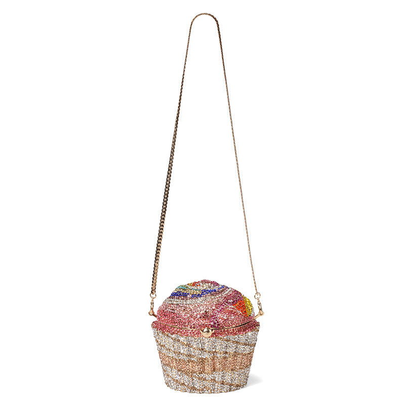 Small Cake-Shaped Full Diamond Cheongsam Hand-Carry Bag
