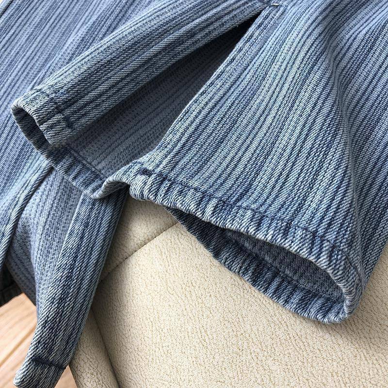 Women's Loose High Waist Straight Vertical Stripe Jeans