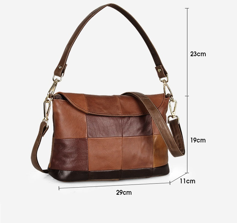 Women's Autumn Winter Casual One Shoulder Cowhide Leather Bag