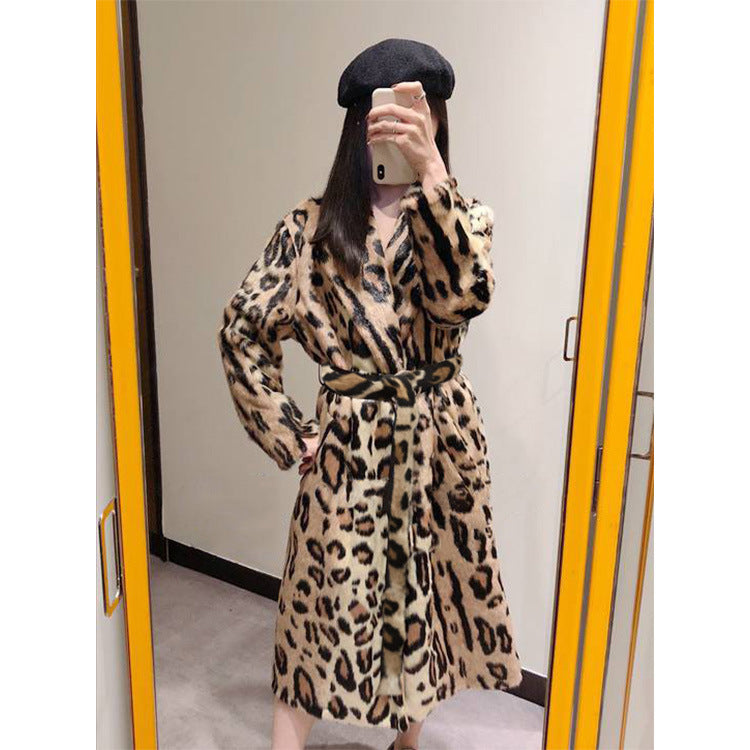 Long Plush Women's Belted Trench Coat