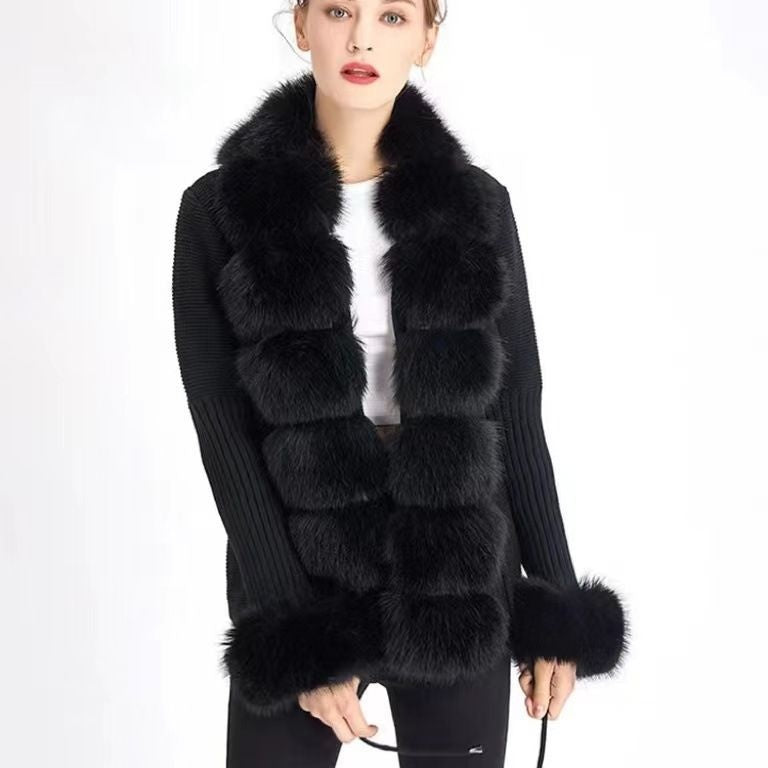 Gilet en Tricot Femme avec Manches Amovibles Couleur Unie Patte de Boutonnage