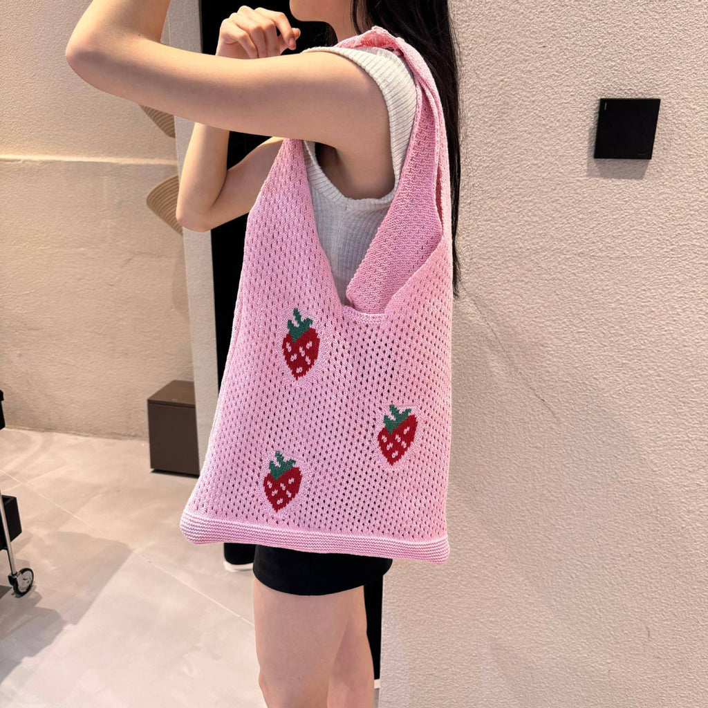 Strawberry Knitted Hollow Bag Polyester Urban Simplicity