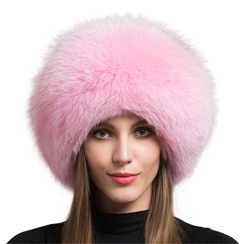 Chapeau dôme en fourrure de renard avec protection pour les oreilles pour femme