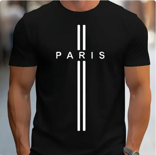 T-shirt décontracté imprimé homme, coupe ajustée, en fibre de polyester