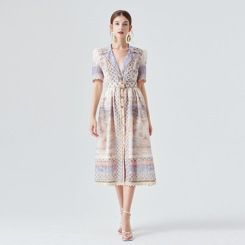 Australian Luxury Midi Dress with Stitching Lace and Beaded Details