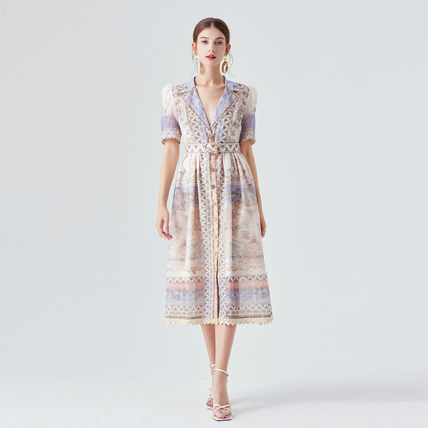 Australian Luxury Midi Dress with Stitching Lace and Beaded Details
