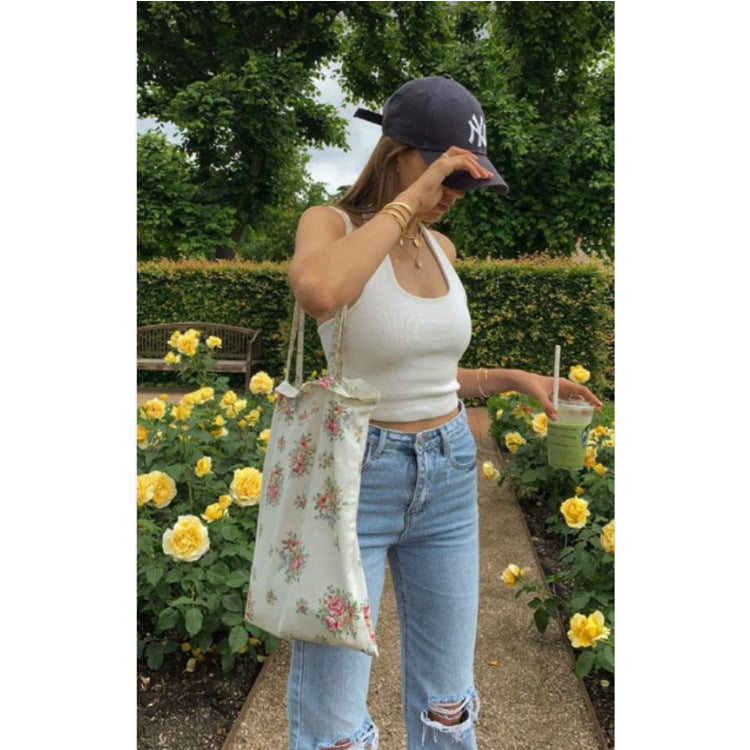 High Waist Light Wash Wide Leg Ripped Denim Jeans