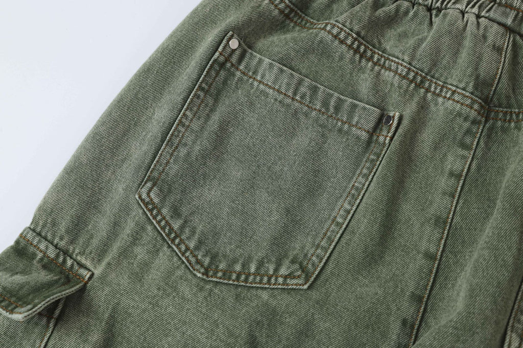 Unisex American-Style Distressed Heavy Industry Straight Cargo Jeans