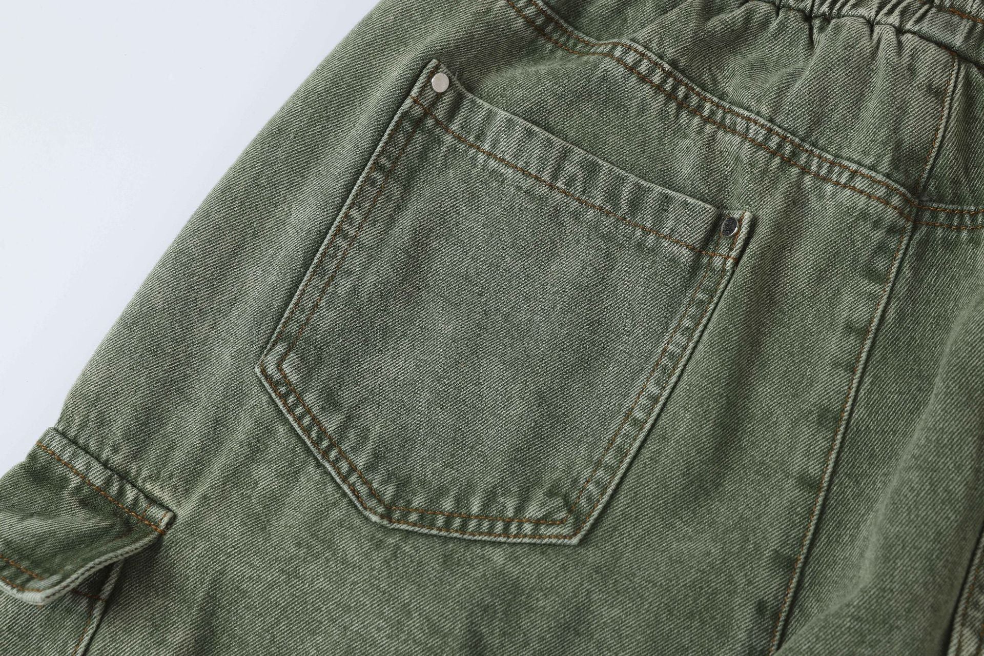 Unisex American-Style Distressed Heavy Industry Straight Cargo Jeans