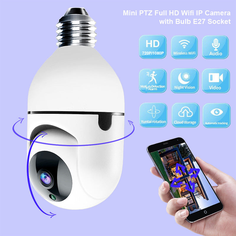 Caméra intelligente sans fil WIFI 1080P à tête rotative pour la surveillance de sécurité à domicile