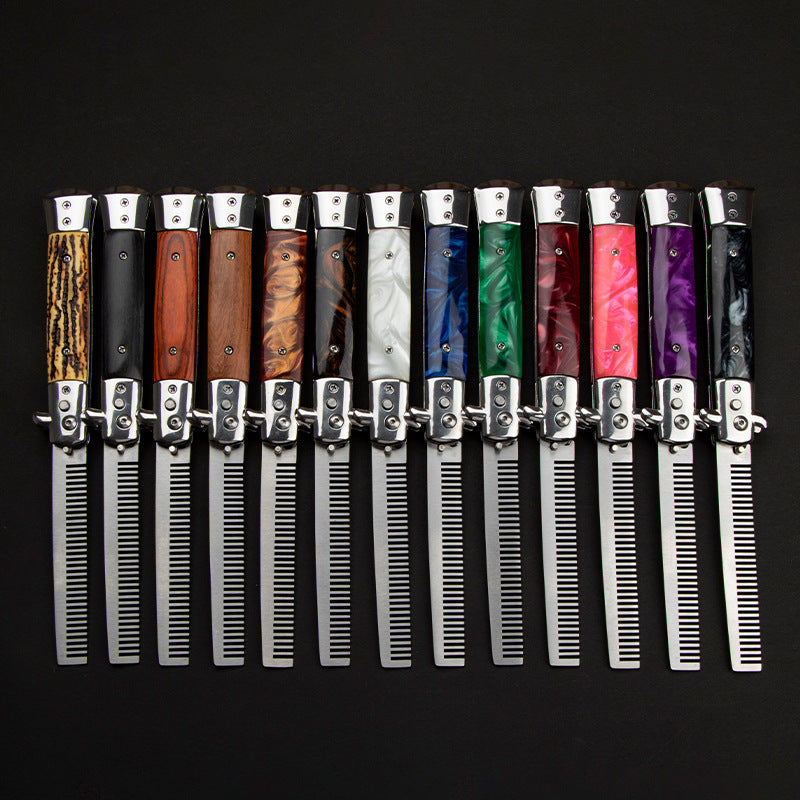 Stainless Steel Folding Comb Portable Automatic Spring