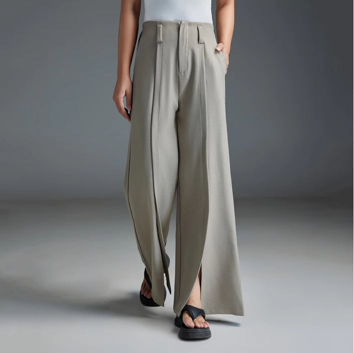 Casual Split Flared Trousers Excluding Belt Waist Bag
