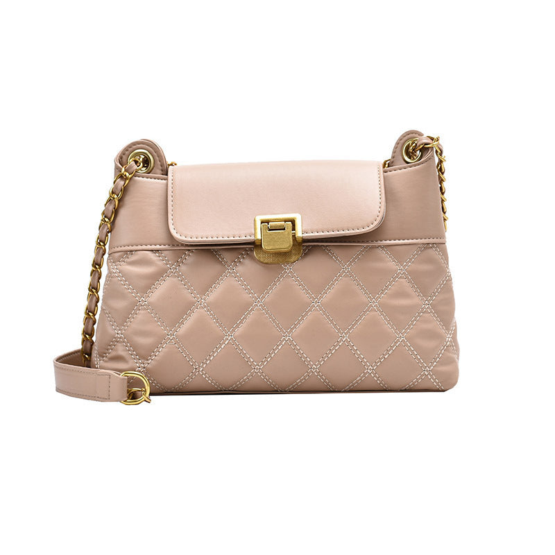Autumn Winter Small PU Crossbody Chain Bag Rhombic Design