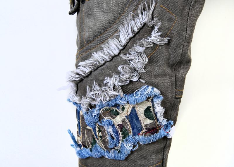Bottes cuissardes en jean délavé à talons aiguilles pour femme