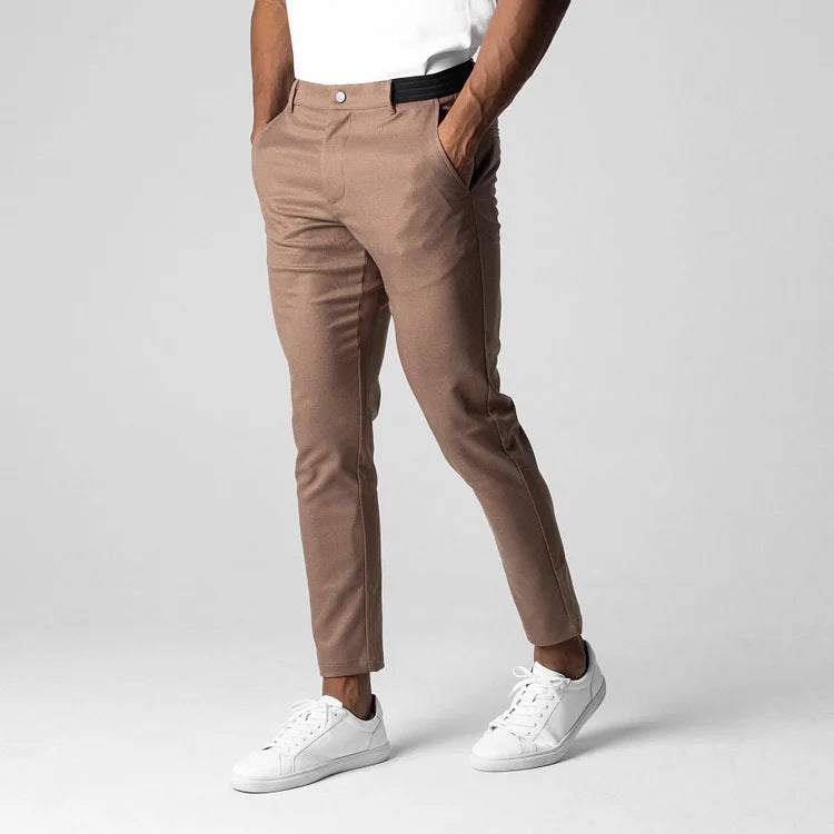 Men's Slim Fit Business Suit Pants Gray Straight