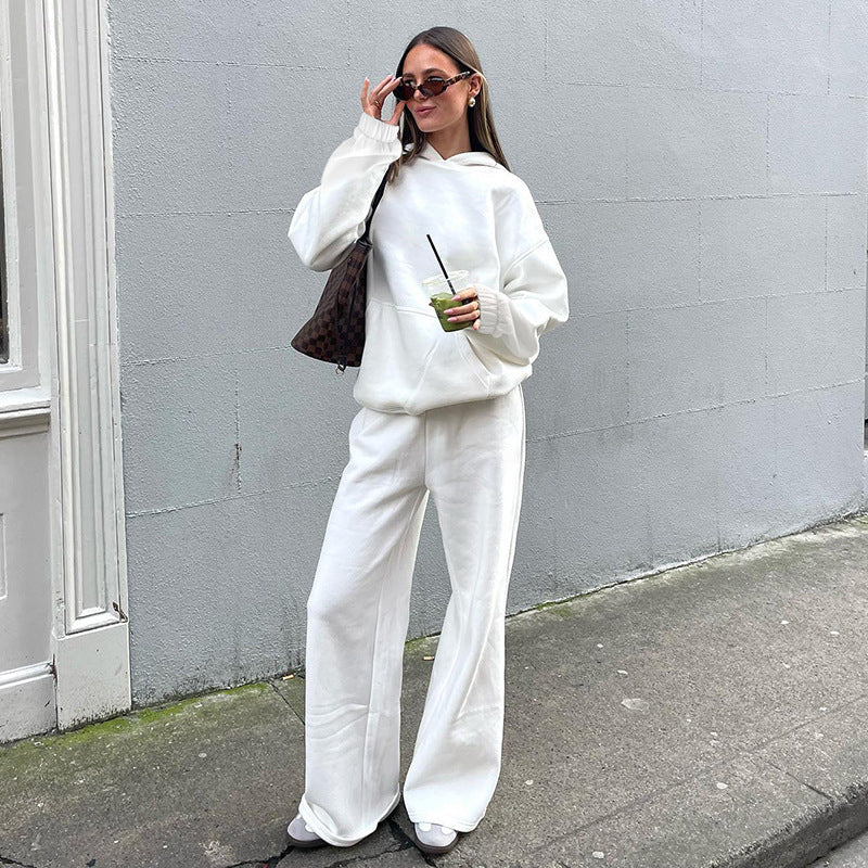 High Waist Straight-Leg Pants Leisure Sports Suit Set