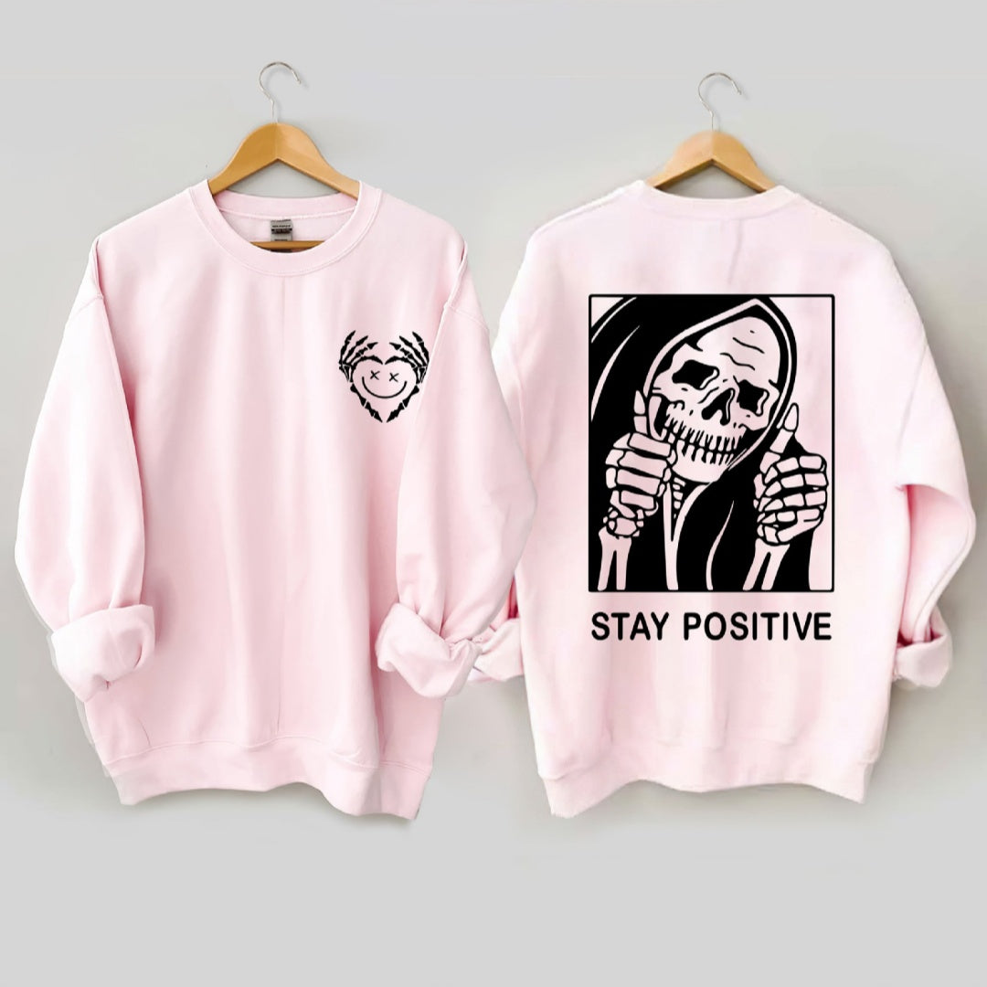 Pull Femme en Coton à Imprimé Cœur et Tête de Mort Mignon