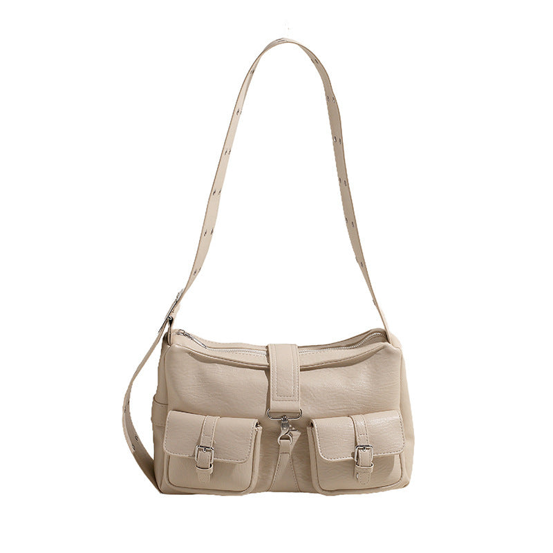 Large Capacity Locomotive Style Multi-Pocket Shoulder Bag 31x10x20