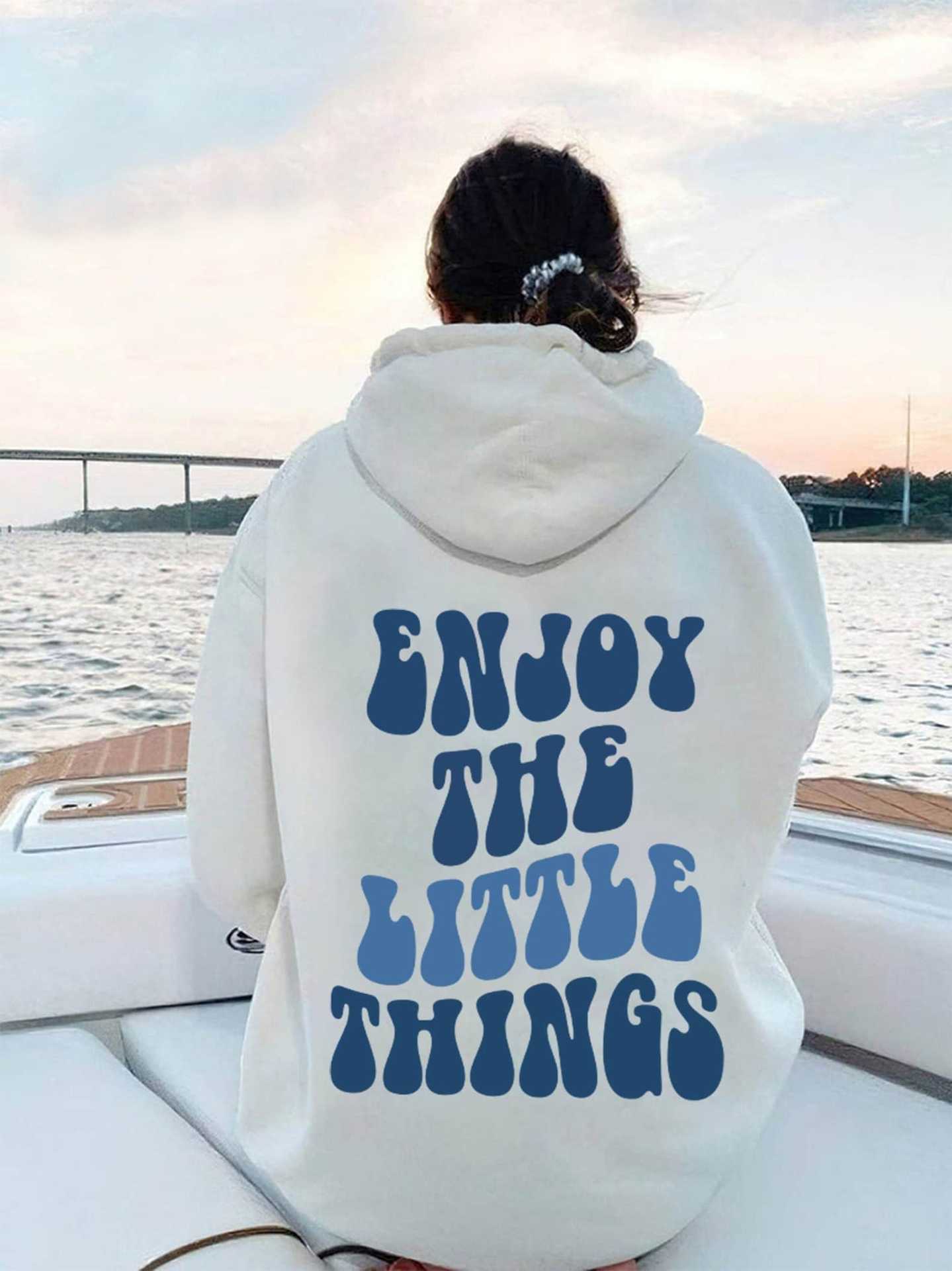 White Oversized Back Text Hoodie for Women