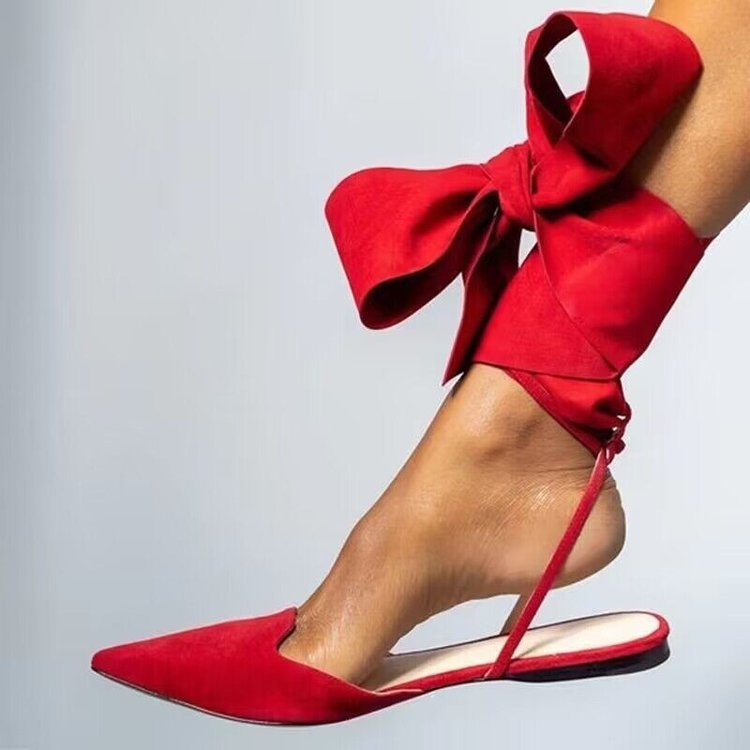 Suede Round-Toe Outdoor Lace-Up Sandals for Women in Red & Black